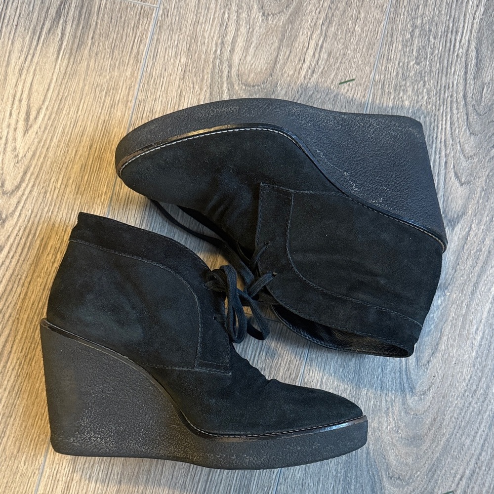 Aquatalia Black Suede Wedge Shoes